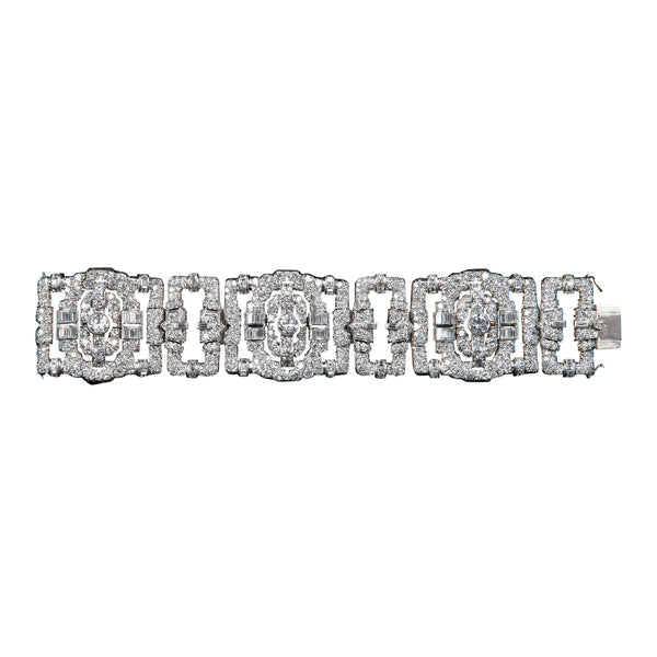 An Art Deco diamond bracelet mounted in platinum