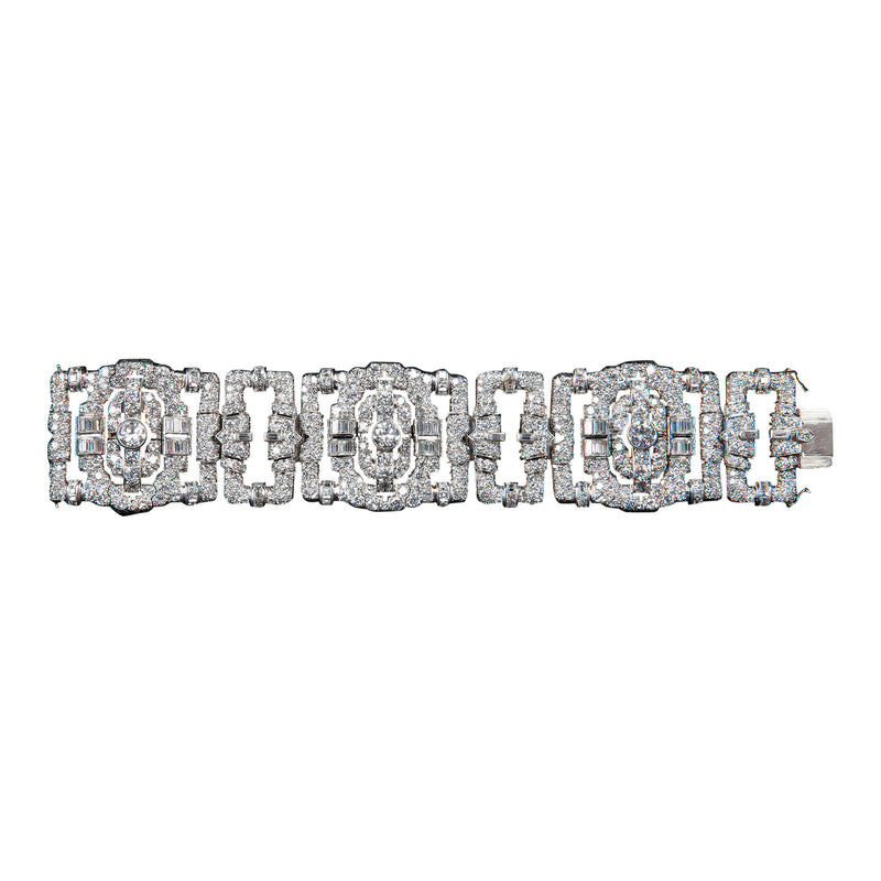 An Art Deco diamond bracelet mounted in platinum
