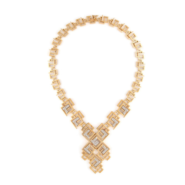 Lalaounis Gold and Diamond Retro Necklace