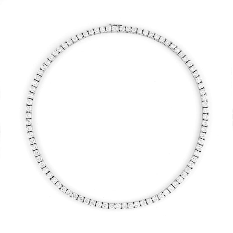 A vintage diamond line necklace mounted in 18ct white gold