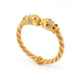 Zolotas 22ct Gold and Gem-Set Chimera-Headed Bangle