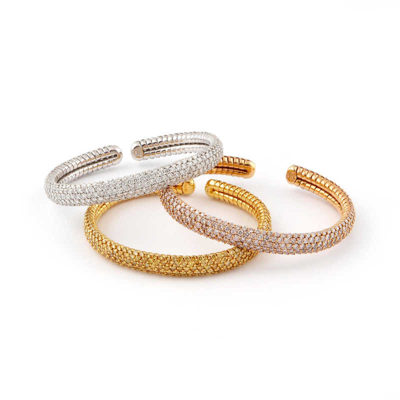 Avakian Pink, White and Yellow Diamond-set Bangles