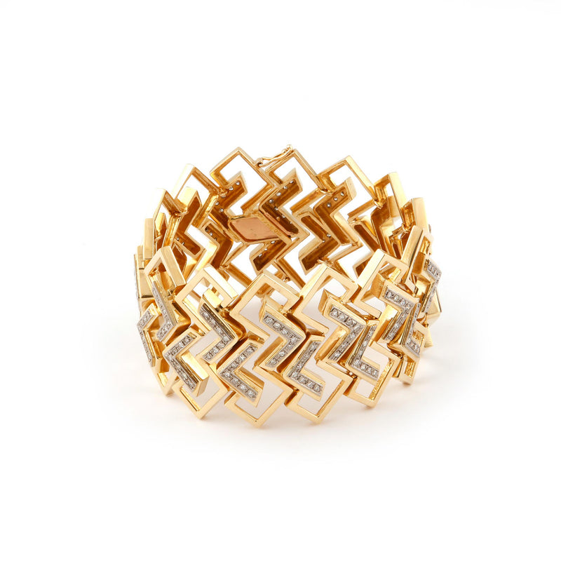 Lalaounis Gold and Diamond Retro Bracelet