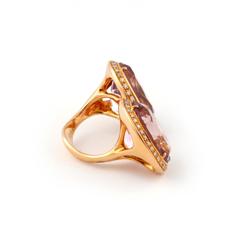 Gavello Amethyst and Diamond Crossover Ring in 18ct gold