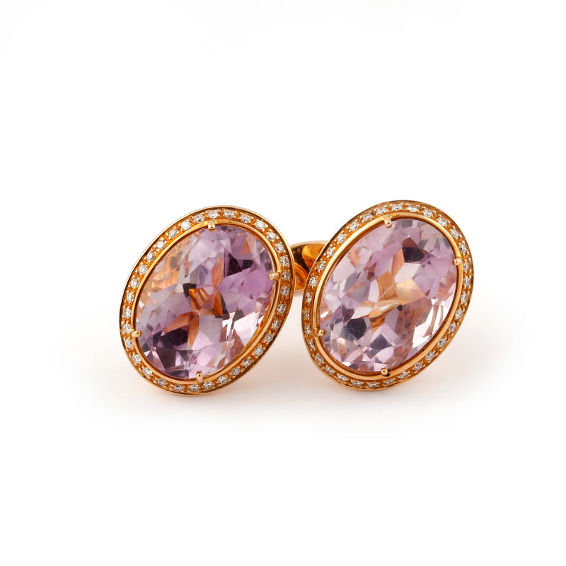Gavello Amethyst and Diamond Crossover Ring in 18ct gold