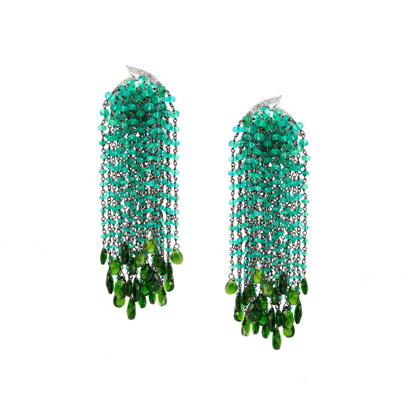 Gavello Emerald and Peridot Tassel Earrings