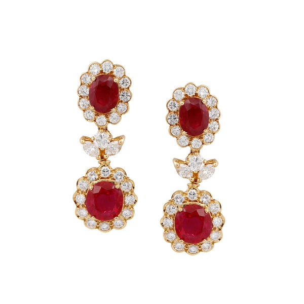 Garrard unheated Burmese ruby and diamond earrings in gold