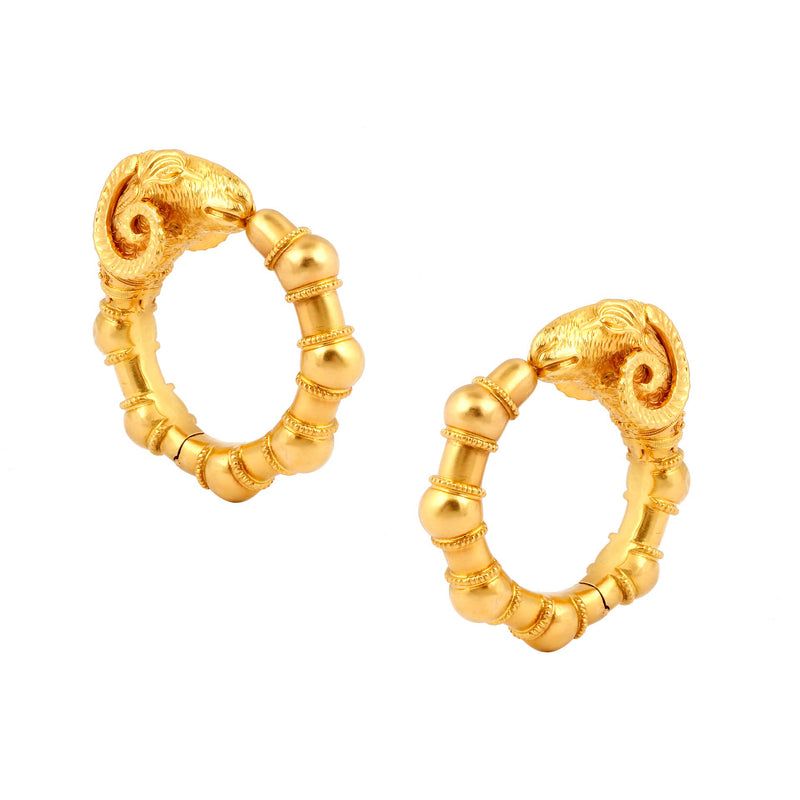 Lalaounis 22ct Yellow Gold Rams-Head Ear Clips