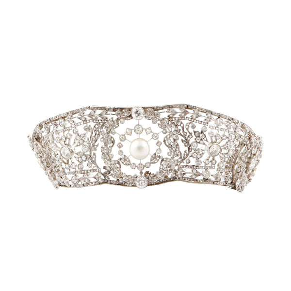 Natural Pearl and Diamond Tiara